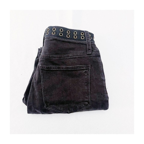 Madewell Classic Straight Black Denim Jeans Eyelet Accent Waist SZ25 - Picture 1 of 10